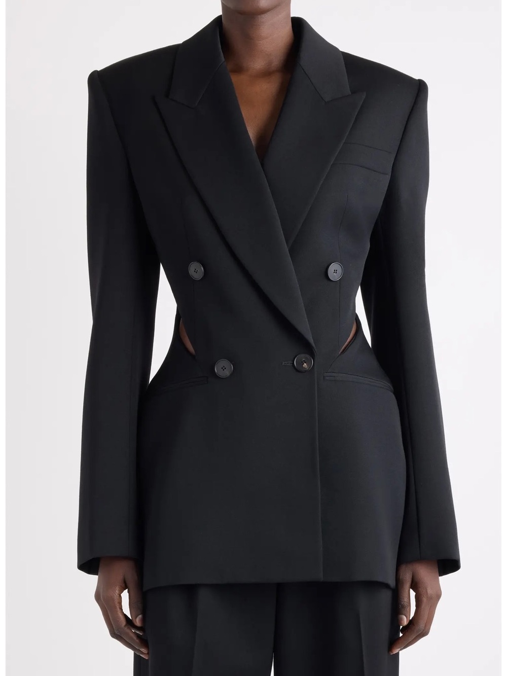 Givenchy Double Breasted Slashed Wool Blazer